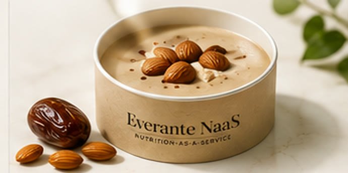 Almond Date Protein smoothie with whole almonds and dates